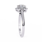 White Gold Oval Cut Diamond Floral Halo Ring