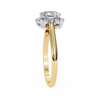 Yellow Gold Oval Cut Diamond Floral Halo Ring