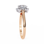 Rose Gold Oval Cut Diamond Ring with Marquise Floral Halo