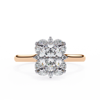 Rose Gold Oval Cut Diamond Ring with Marquise Floral Halo