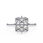 White Gold Oval Cut Diamond Floral Halo Ring