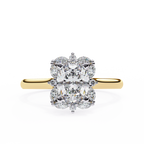 Yellow Gold Oval Cut Diamond Floral Halo Ring