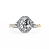 Rose Gold Oval Cut Diamond Halo Ring with Pear Side Stones