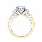 Yellow Gold Three Stone Cushion Cut Diamond Ring