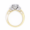 Yellow Gold Three Stone Cushion Cut Diamond Ring
