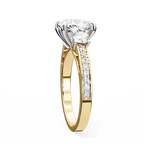 Yellow Gold Three Stone Cushion Cut Diamond Ring