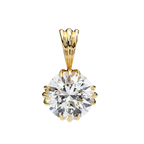 Yellow Gold Round Brilliant Diamond Ribbed Bail Solitaire Pendant