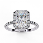 White Gold Radiant-Cut Diamond Halo Pavé Engagement Ring