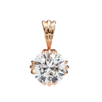 Rose Gold Round Brilliant Diamond Ribbed Bail Solitaire Pendant