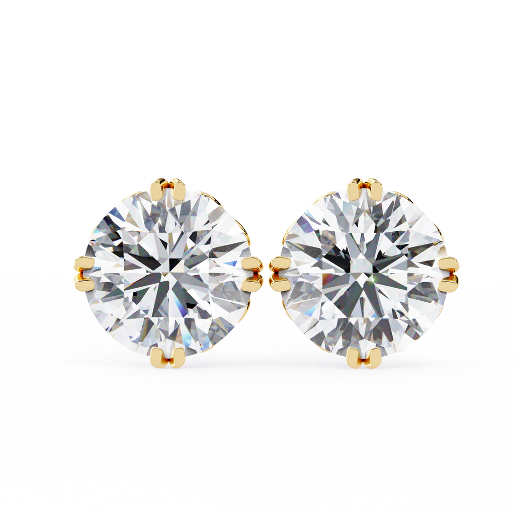 Round Cut Natural Diamond Stud Earrings