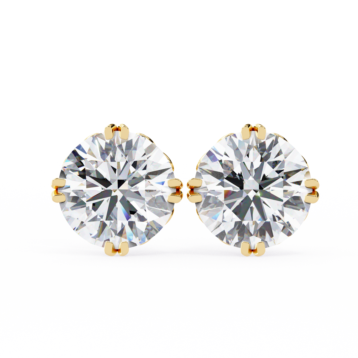 Round Cut Natural Diamond Stud Earrings