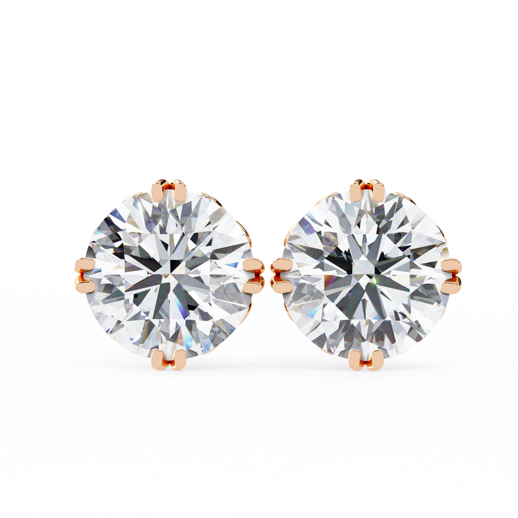 Round Cut Natural Diamond Stud Earrings