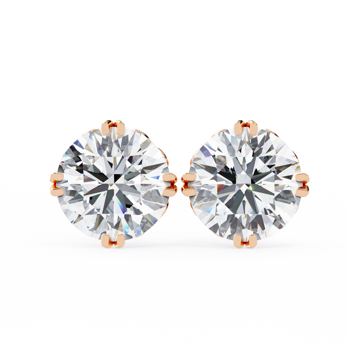 Round Cut Natural Diamond Stud Earrings