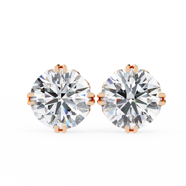 Round Cut Natural Diamond Stud Earrings
