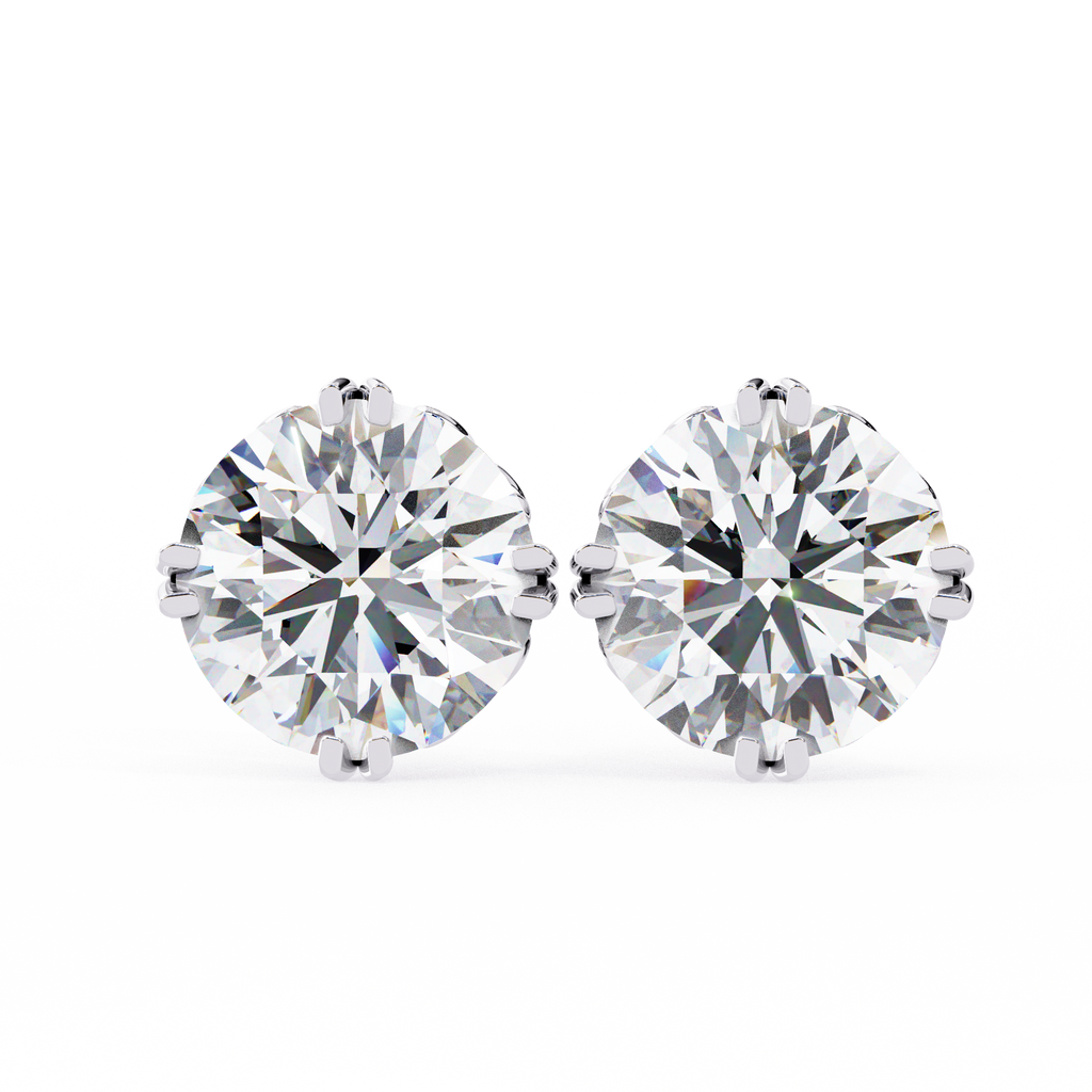 Round Cut Natural Diamond Stud Earrings