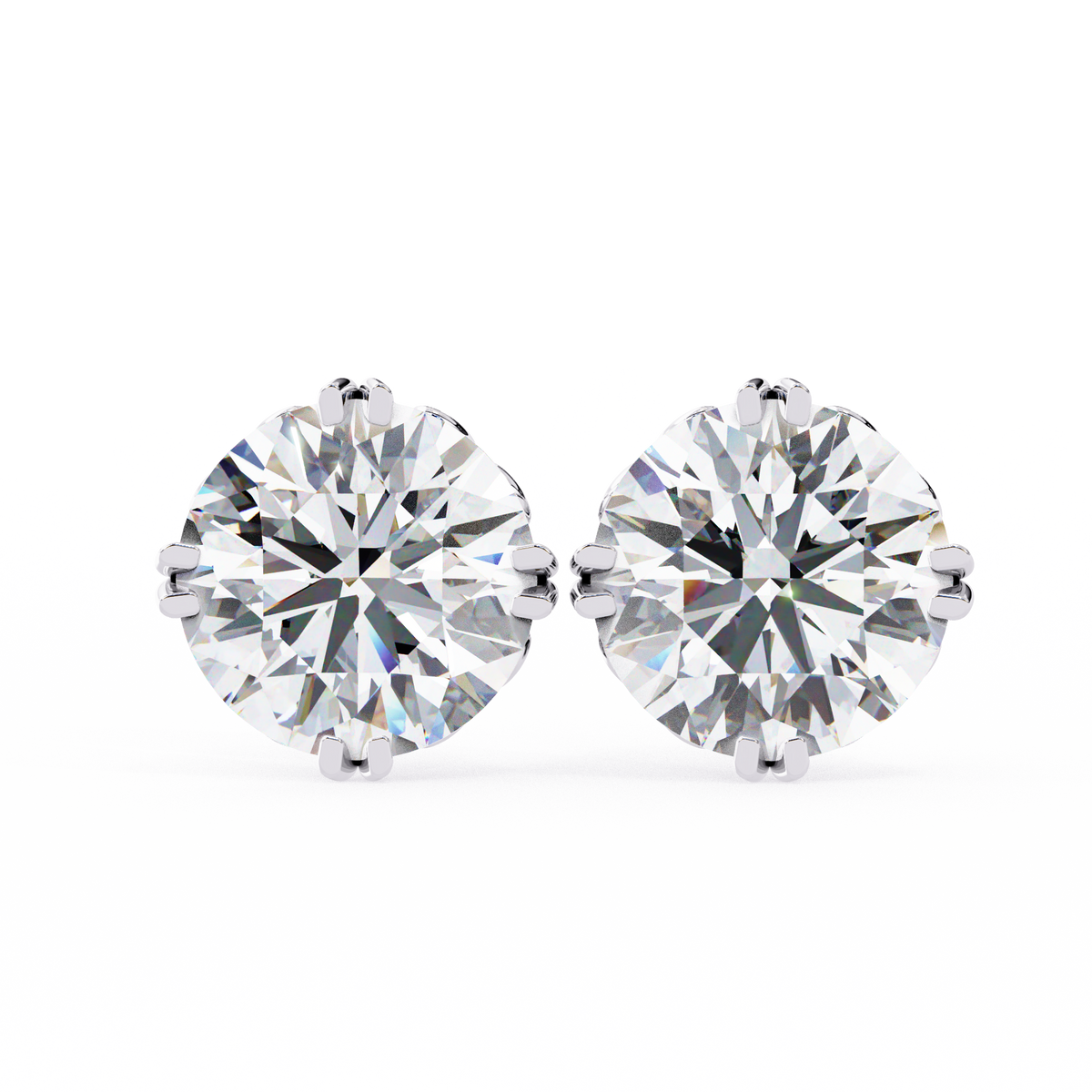 Round Cut Natural Diamond Stud Earrings
