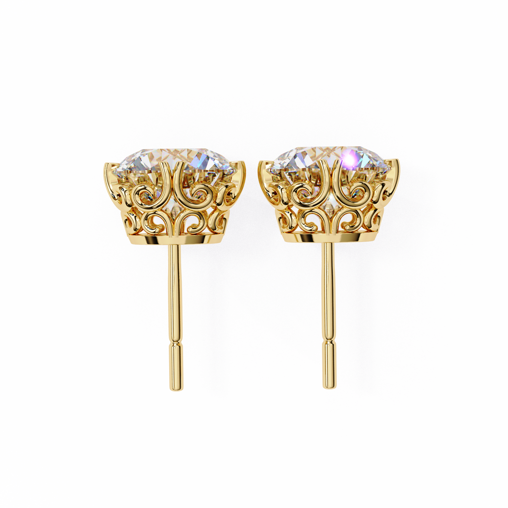 Round Cut Natural Diamond Stud Earrings