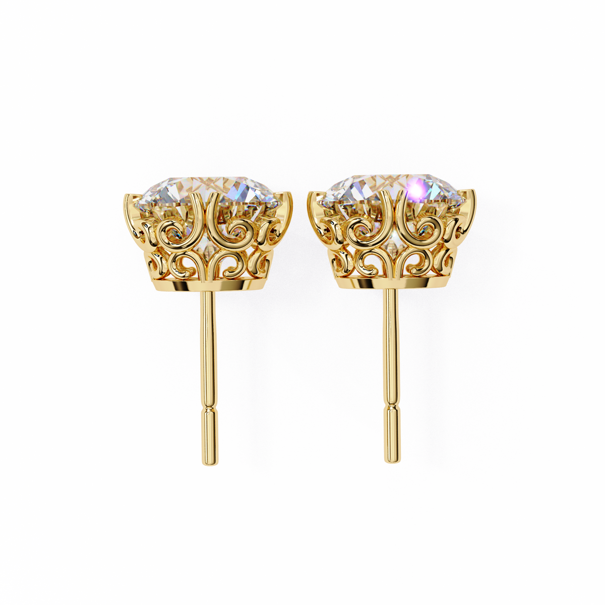 Round Cut Natural Diamond Stud Earrings