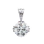 White Gold Double-Claw Round Brilliant Fluted Bail Pendant