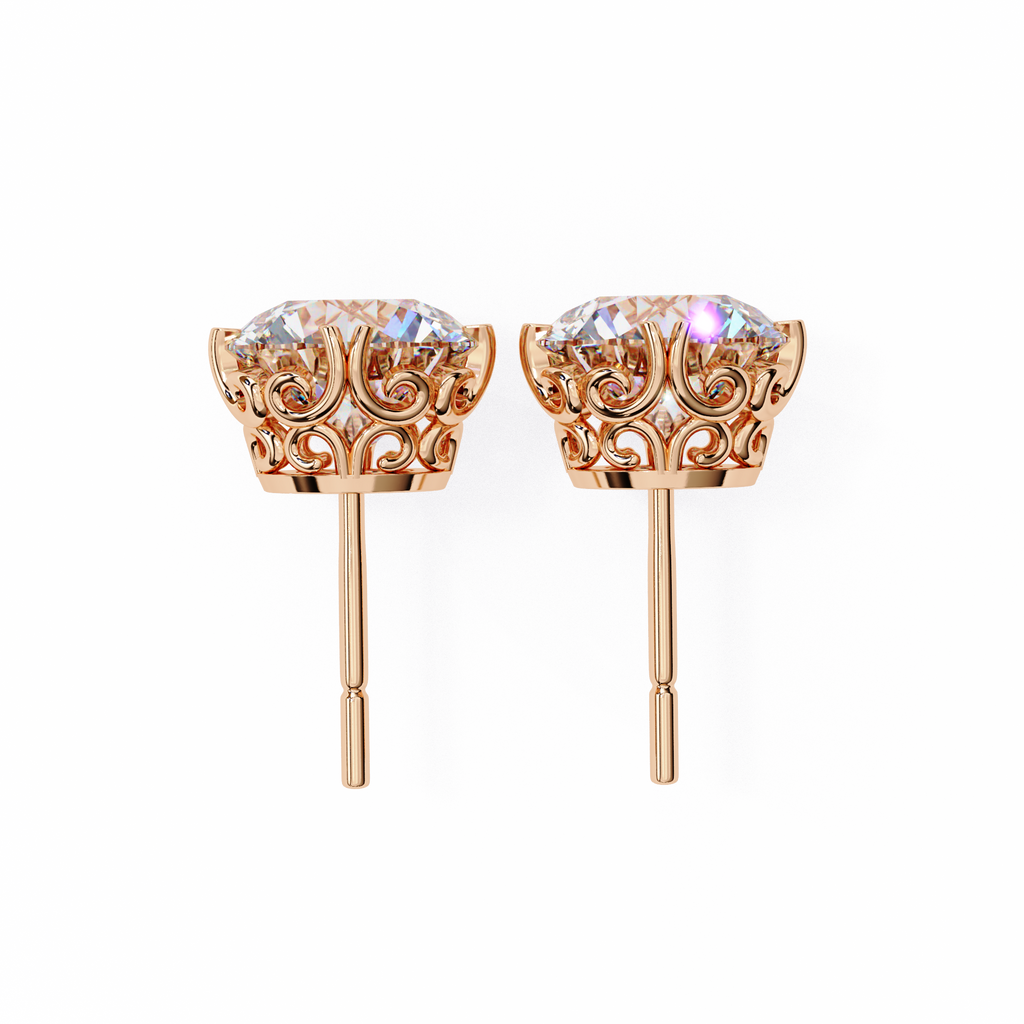 Round Cut Natural Diamond Stud Earrings