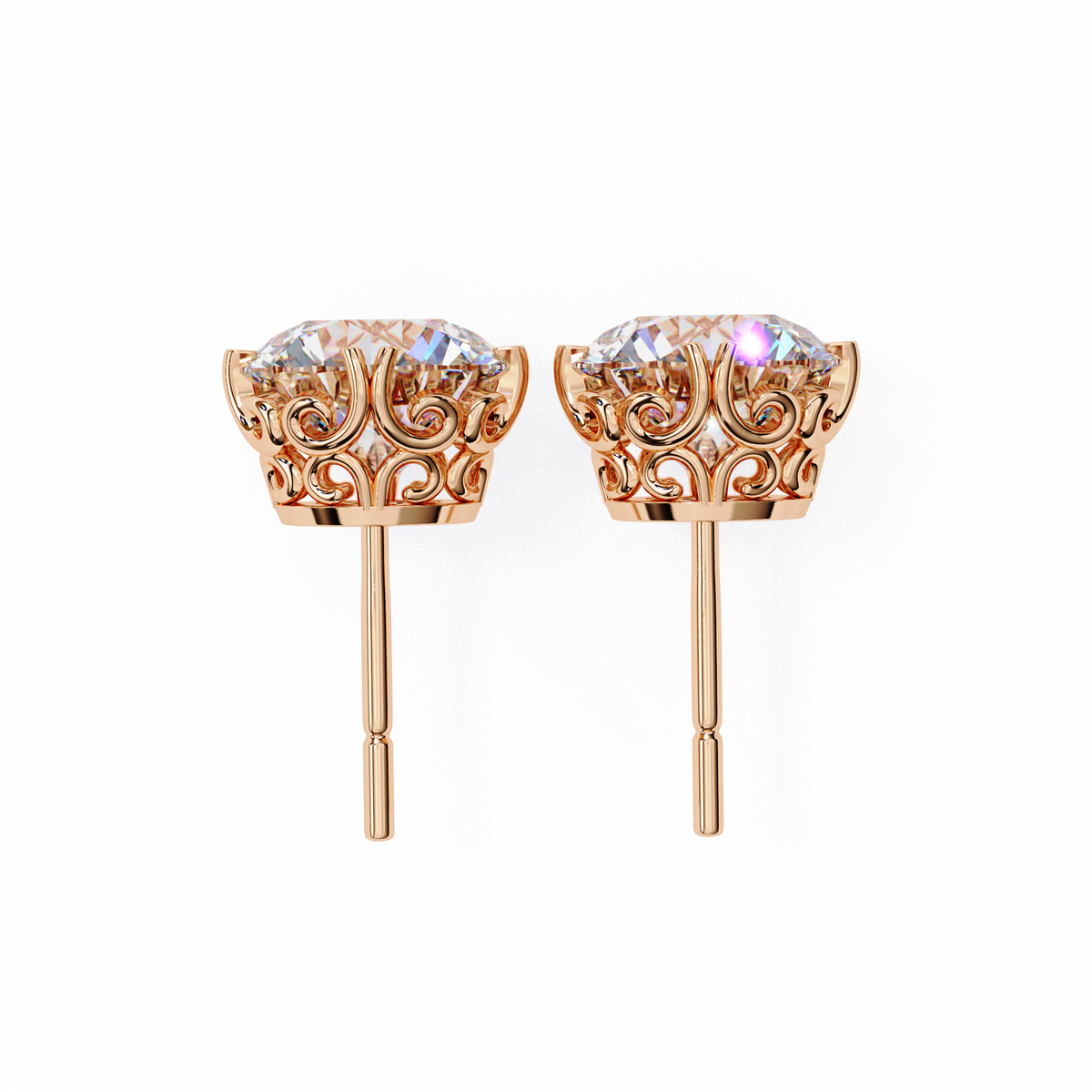 Round Cut Natural Diamond Stud Earrings