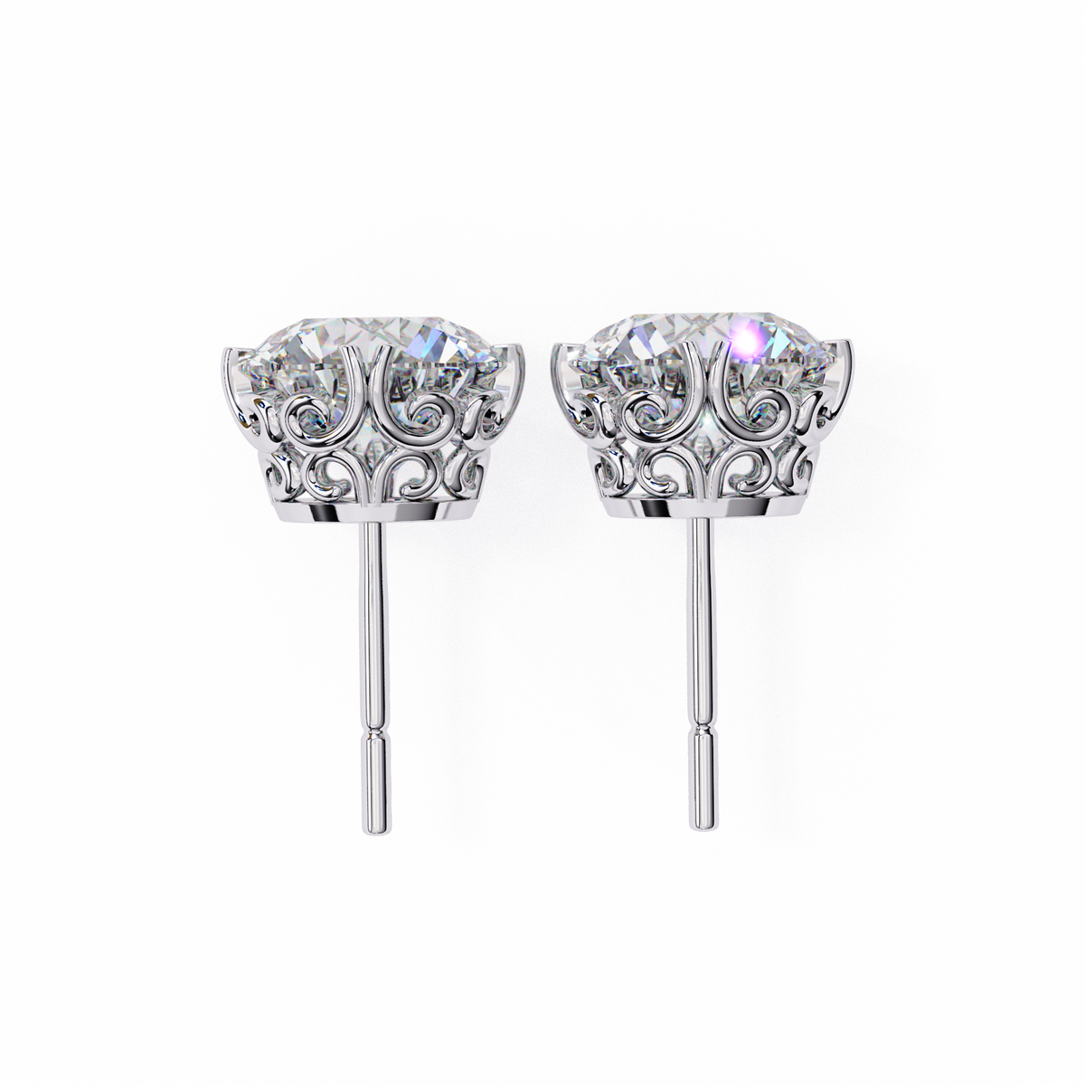 Round Cut Natural Diamond Stud Earrings