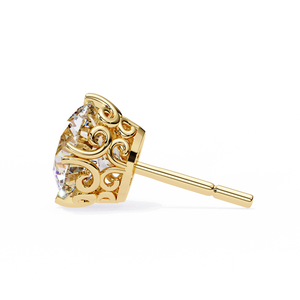 Round Cut Natural Diamond Stud Earrings