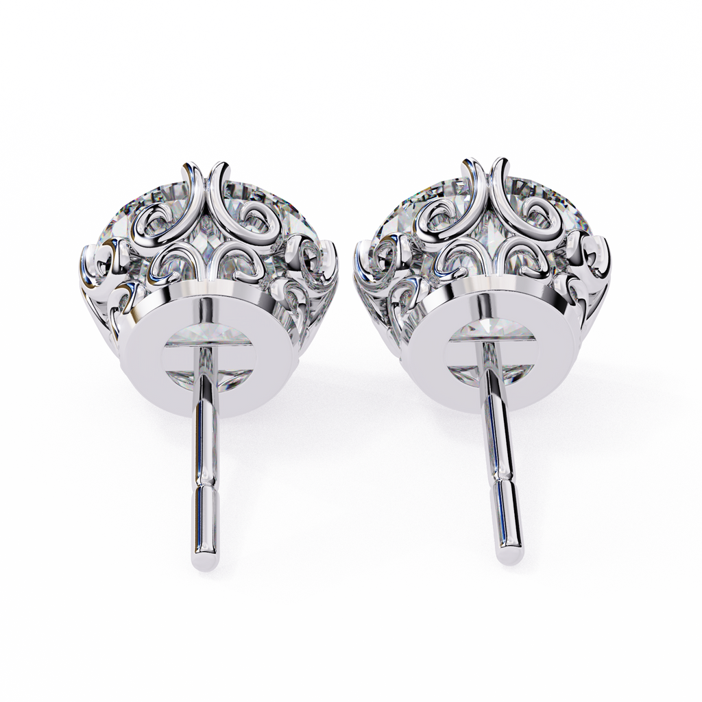 Round Cut Natural Diamond Stud Earrings