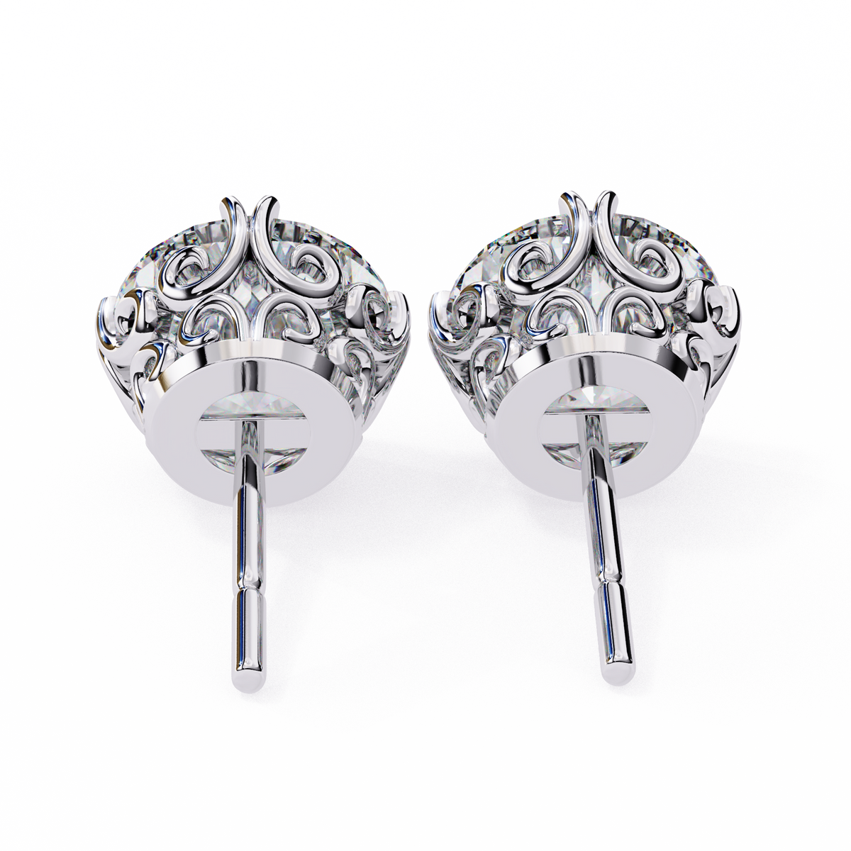 Round Cut Natural Diamond Stud Earrings