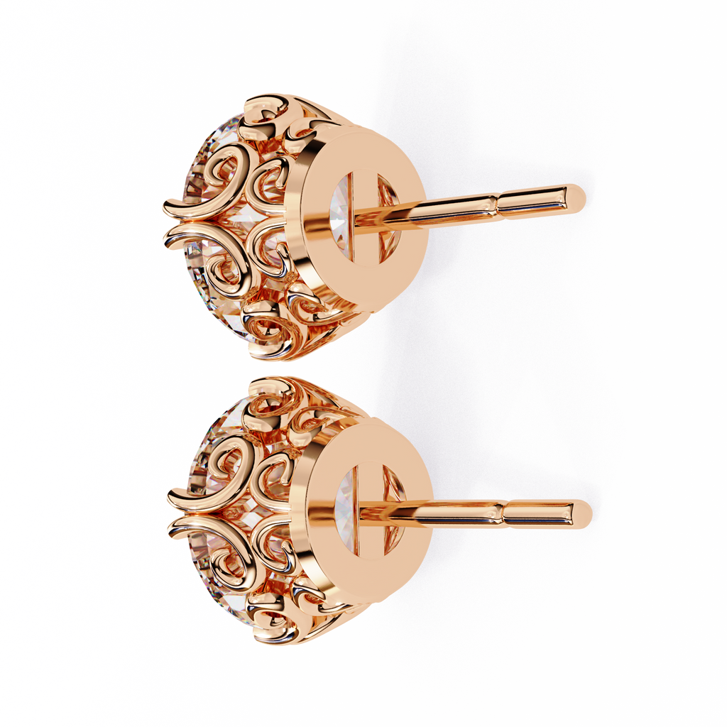 Round Cut Natural Diamond Stud Earrings