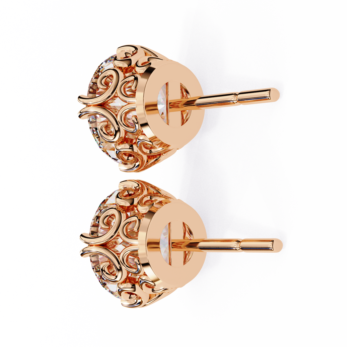 Round Cut Natural Diamond Stud Earrings