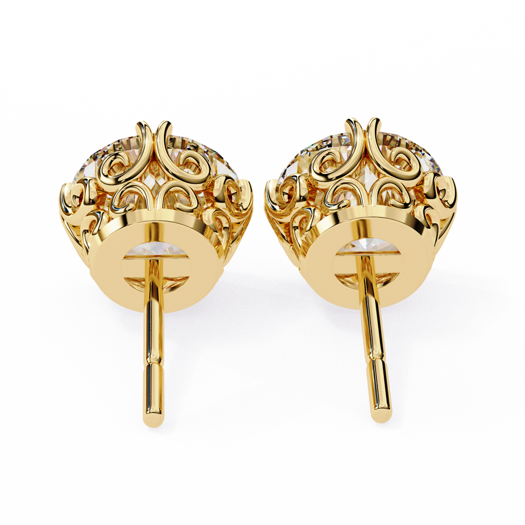 Round Cut Natural Diamond Stud Earrings