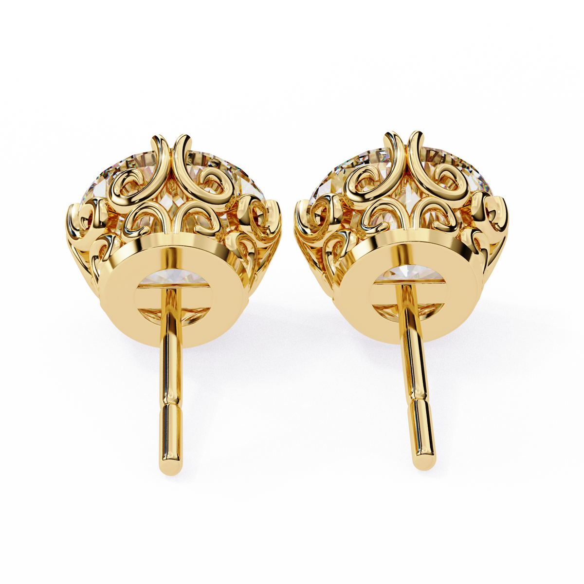 Round Cut Natural Diamond Stud Earrings