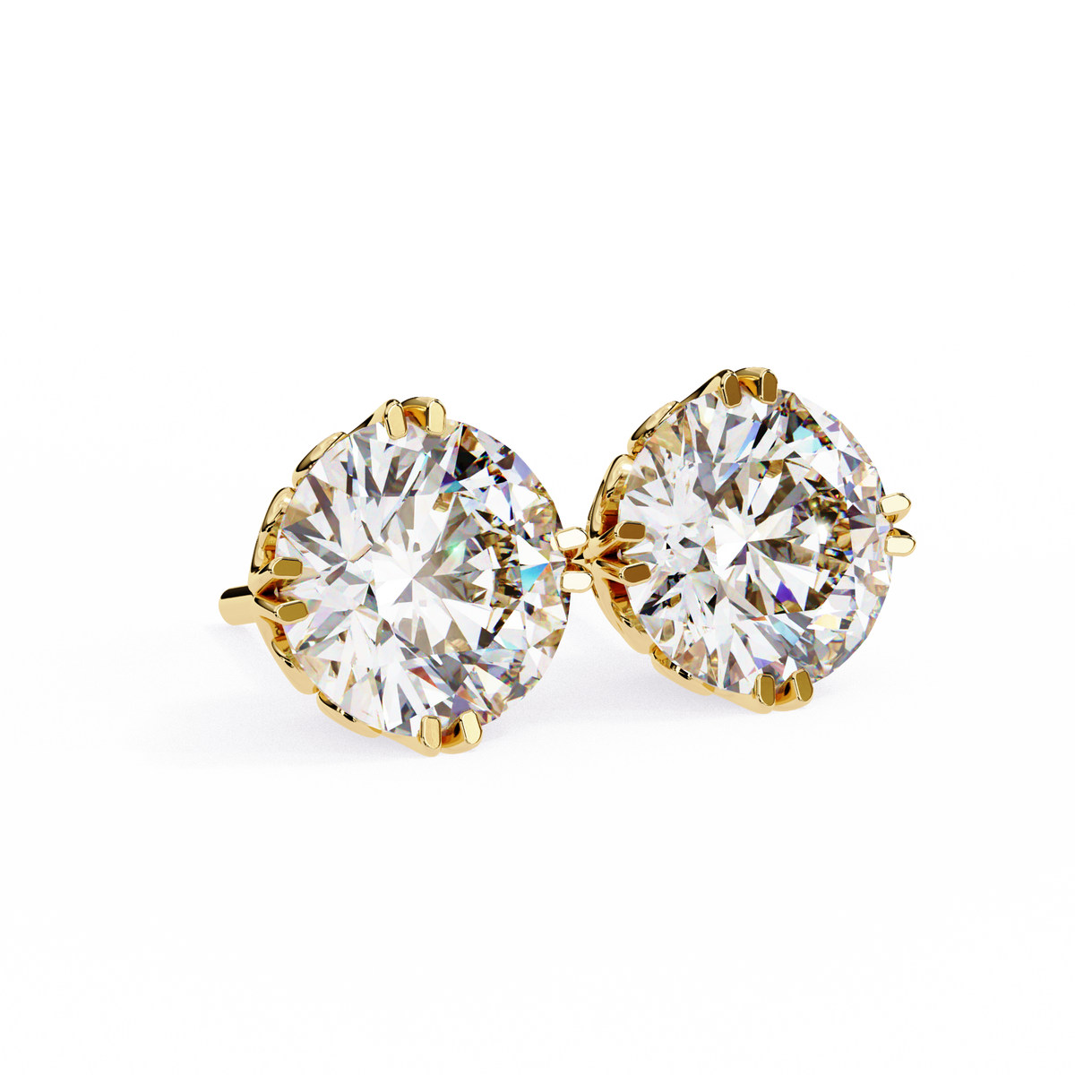 Round Cut Natural Diamond Stud Earrings