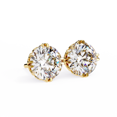 Round Cut Natural Diamond Stud Earrings