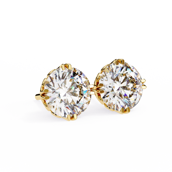 Round Cut Natural Diamond Stud Earrings