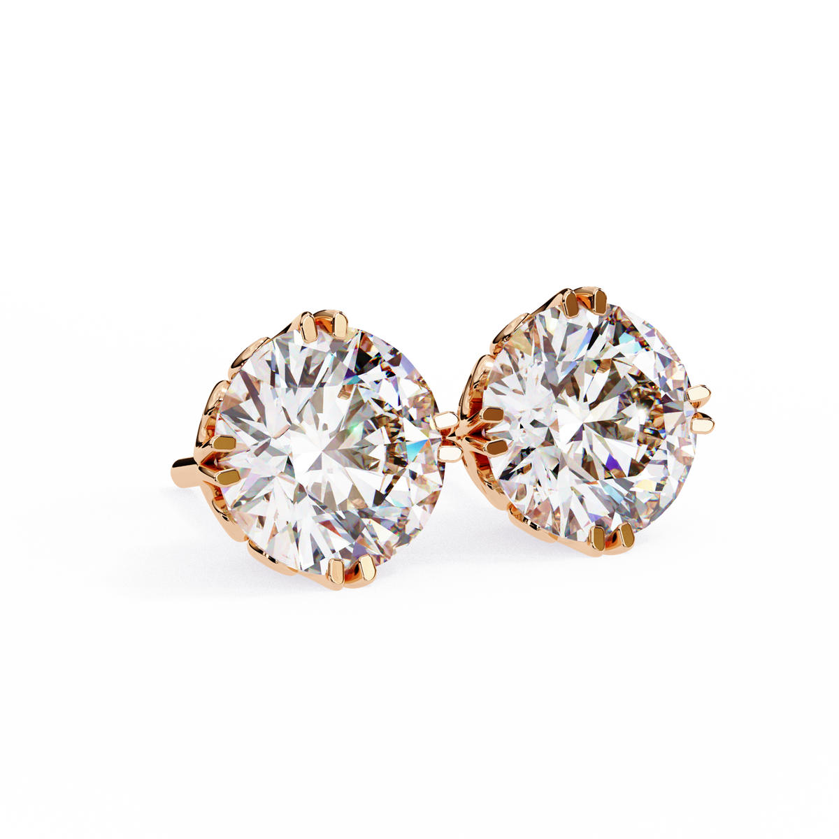 Round Cut Natural Diamond Stud Earrings