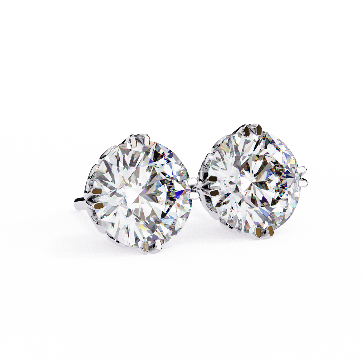 Round Cut Natural Diamond Stud Earrings