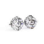 White Gold Filigree Basket Round Diamond Stud Earrings