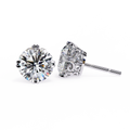 White Gold Filigree Basket Round Diamond Stud Earrings