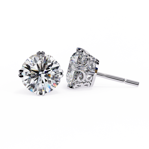 Round Cut Natural Diamond Stud Earrings