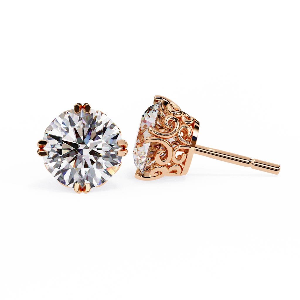 Round Cut Natural Diamond Stud Earrings