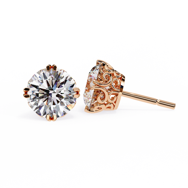 Round Cut Natural Diamond Stud Earrings