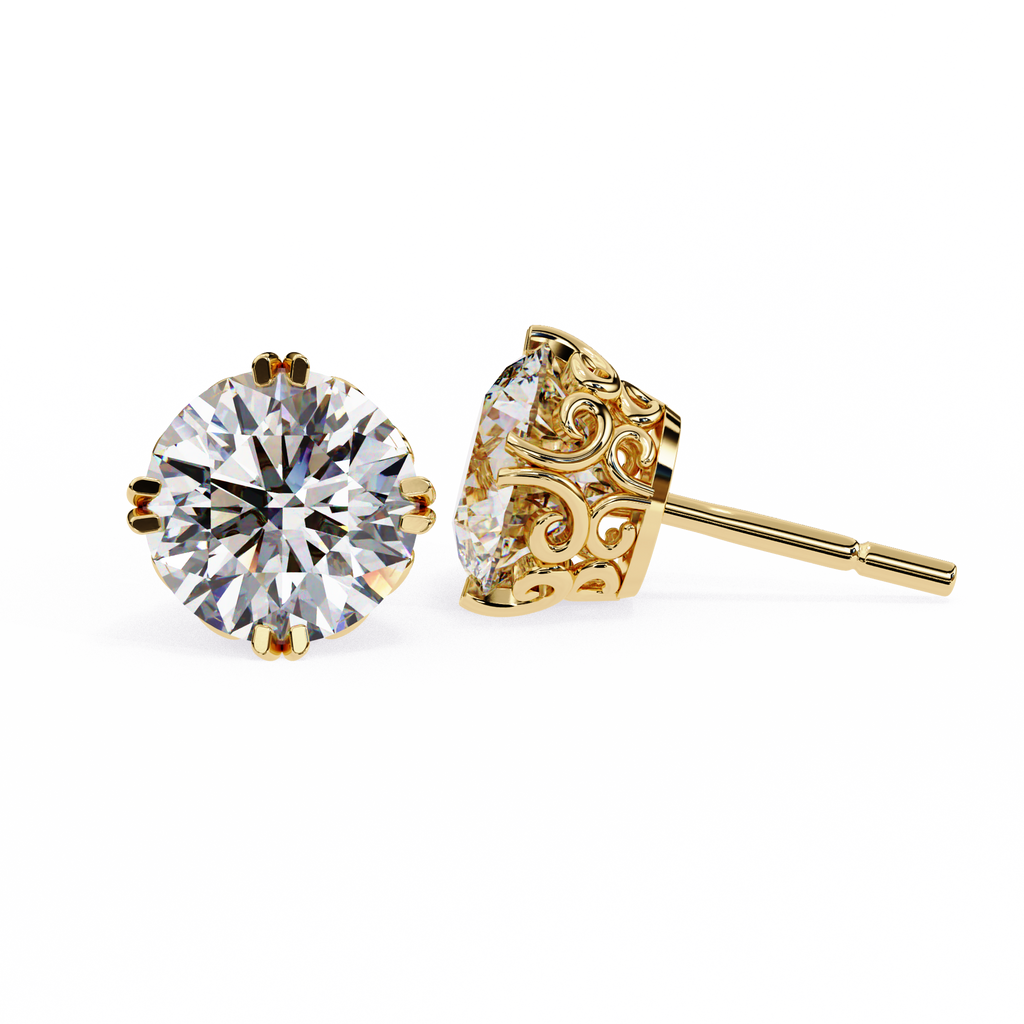 Round Cut Natural Diamond Stud Earrings