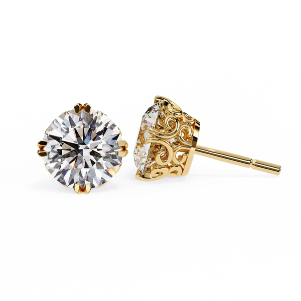 Round Cut Natural Diamond Stud Earrings