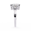 White Gold Three Stone Radiant Cut Diamond Ring with Trapezoid Sides