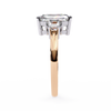 Rose Gold Radiant Cut Diamond Ring with Trillion Side Stones