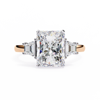 Rose Gold Radiant Cut Diamond Ring with Trillion Side Stones