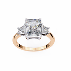 Rose Gold Radiant Cut Diamond Ring with Trillion Side Stones