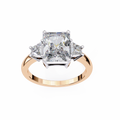 Rose Gold Radiant Cut Diamond Ring with Trillion Side Stones
